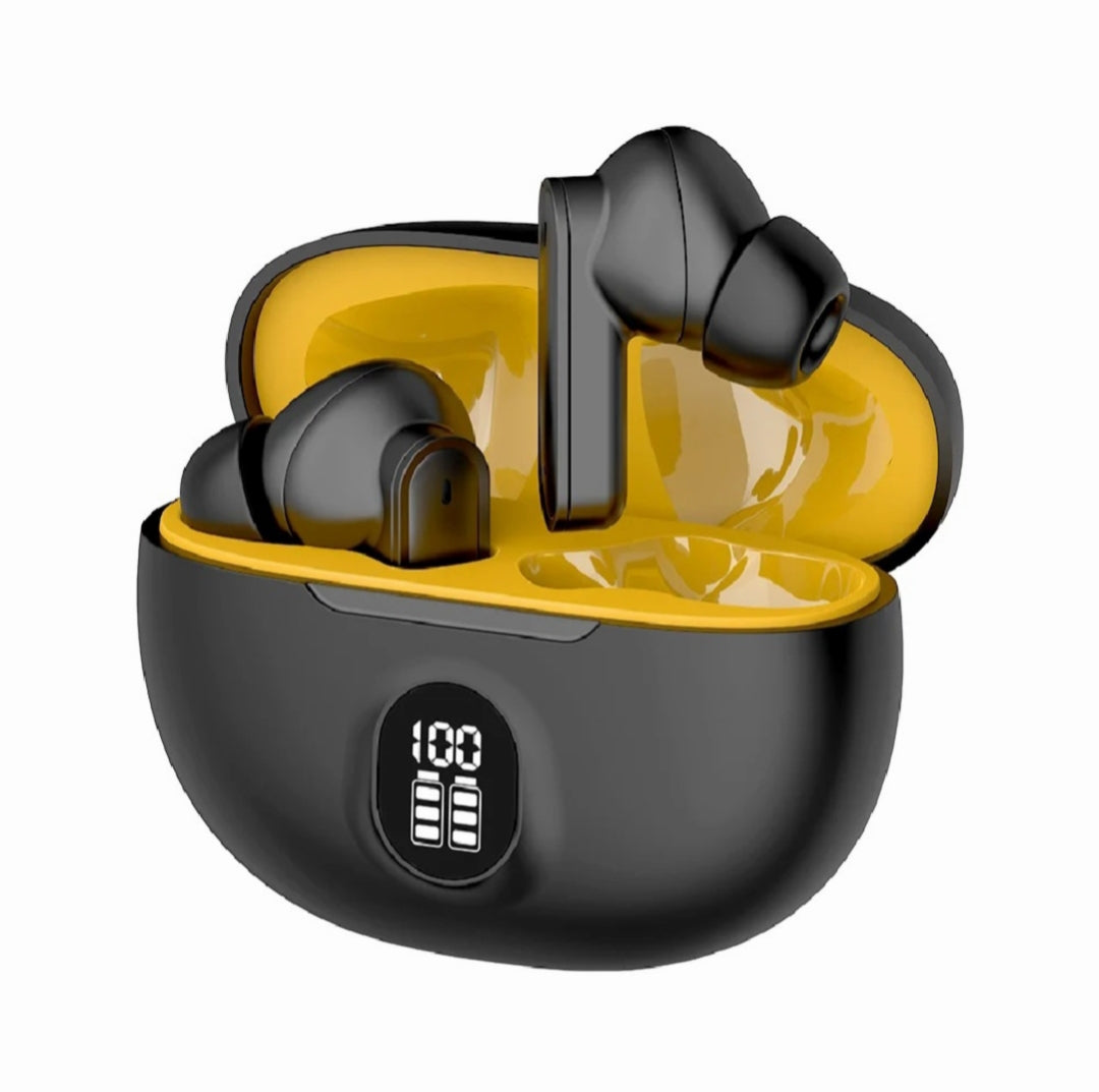 TWS Wireless Earbuds with LED Display - ENC Noise Cancellation, HiFi Stereo, Bluetooth 5.3 – Available in Black & White