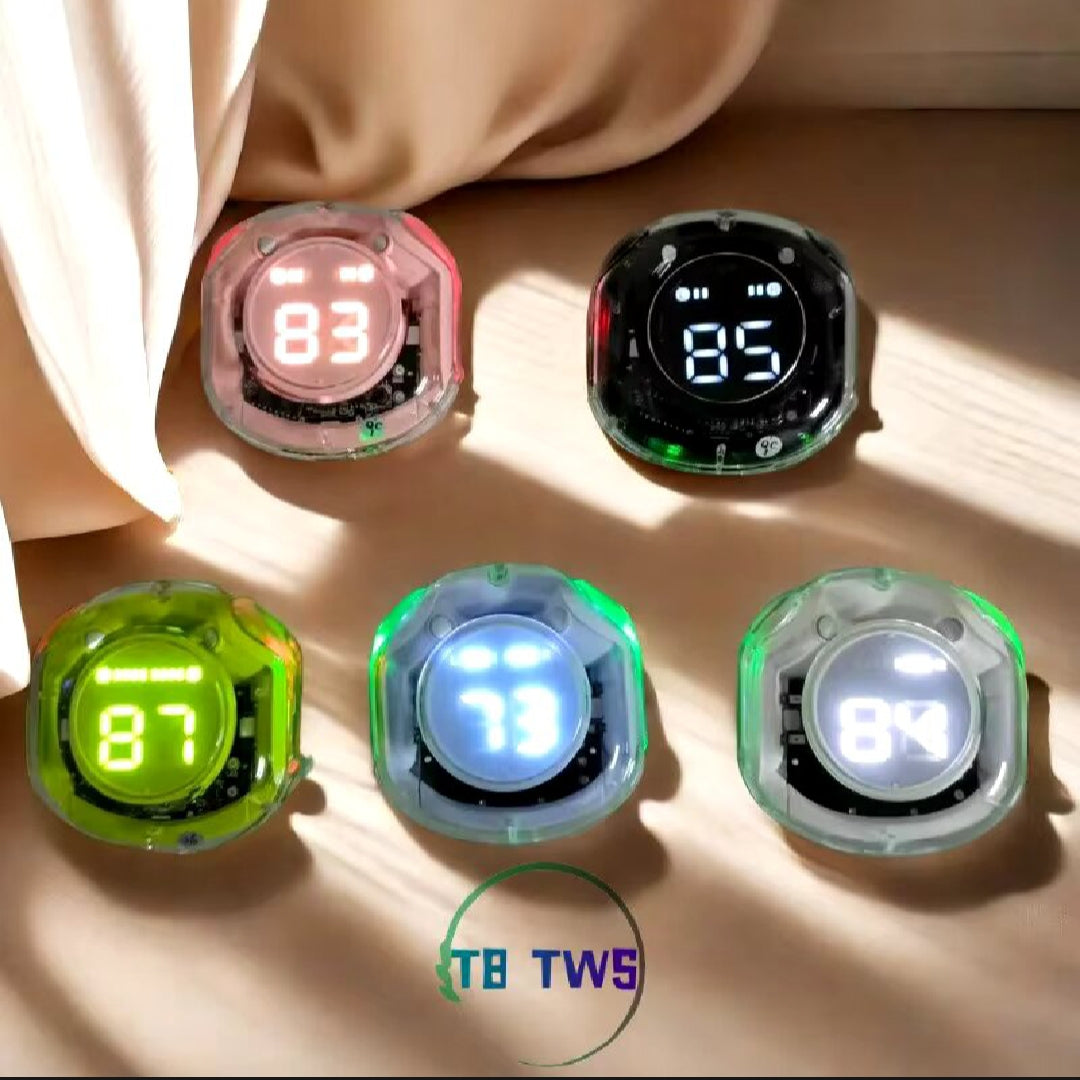 Air39 Earbuds Crystal Clear Sound Bluetooth 5.3 Transparent Case Heavy Bass Stereo Noise Reduction Sports Headset with Microphone Waterproof LED Disp